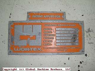 Wortex Granulator 35” x 4” Opening 10 HP 460/3/60  