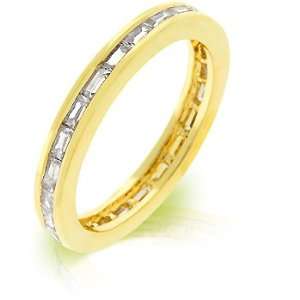 14k Gold Bonded Stacker Eternity Ring featuring Channel Set Clear CZ 