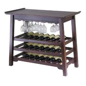  Chinois Console Wine Table With Glass Rack By Winsome Wood 