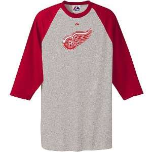  Majestic Detroit Red Wings Raglan T shirt Sports 