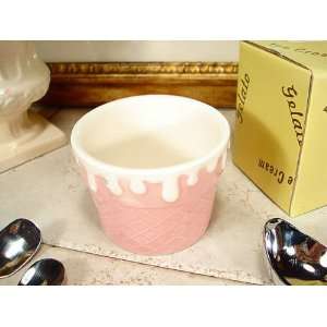  Baby Keepsake Ceramic mini ice cream cone server pink   D 