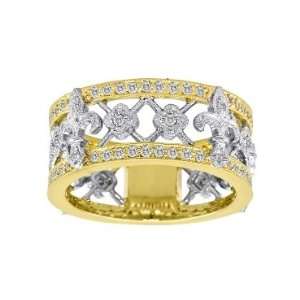 Meira T 14K Yellow Gold Diamond Fleur De Lis Right Hand Ring Size 5.5