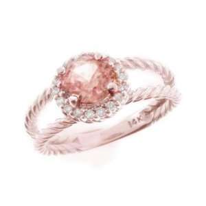 Meira T 14K Rose Gold Double Rope Shank   Round Cut Morganite 