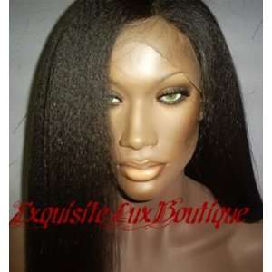   14 Kinky Straight Indian Remy Full Lace Wig color#1 