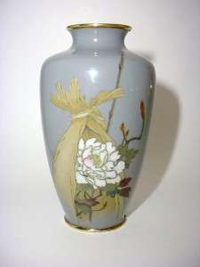 Japanese Cloisonne Enamel Peony Vase N/R  