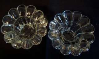 VINTAGE INDONESIAN RIBBED CLEAR GLASS CANDLE HOLDERS  