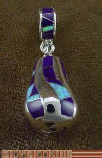 Sterling Silver Created Opal & Sugilite Inlay Pendant  