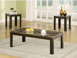   Occasional Coffee Table End Tables Set with Marble Top 