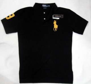 New Ralph Lauren Mens Big Pony Polo Shirt No.3 Black/Gold  