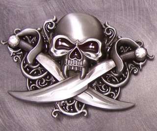 Pewter Belt Buckle novelty Pirate Skull NEW  