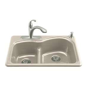   Sink with Medium/Large Basins and Two Hole Faucet Drilling, Cane Sugar