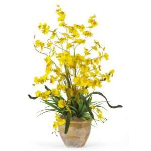 Real Looking Dancing Lady Silk Orchid Arrangement Yellow Colors   Silk 