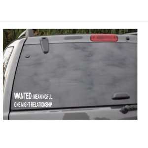 WANTED MEANINGFUL ONE NIGHT RELATIONSHIP  window decal 