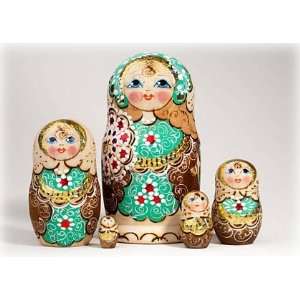  Woodburned Matryoshka Doll 5 pc./5 