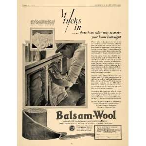  1928 Ad Balsam Wool Home Insulation Construction Heat 