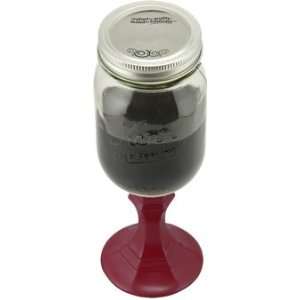  Bottoms Up Jarware Redneck Mason Jar Wine Glass with Red 