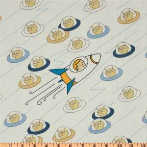  44 Wide Marty Goes To Mars Space Race Ivory Fabric By 