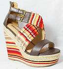 New Womens Natural Brown Red Orange Open Toe Espadrille Wedge Sandals 