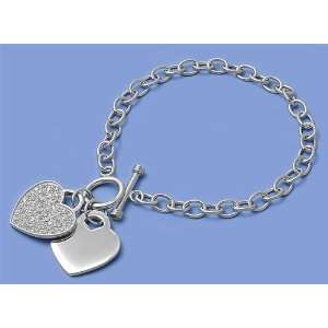   Bracelet with Charms and CZ Stones   Length 7.5   Italian Design