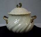 Sugar Bowl / Pot Cracked porcelain Bronze Art Nouveau   Art Deco style 