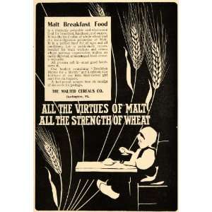  1902 Ad Malted Cereal Burlington Wheat Breakfast Food 