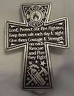 Auto Clip Fire Fighter Cross in pewter w/ Prayer and lo
