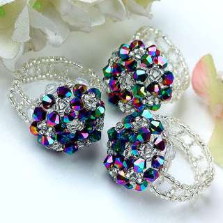 Pretty Crystal Glass Faceted Beads Finger Ring 1PC. Beautiful color 