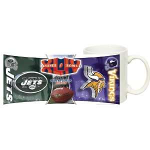 New York Jets vs Minnesota Vikings Super Bowl XLIV 44 COFFEE MUG 