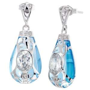   Blue Color Stone and Cubic Zirconia Earrings Puresplash Jewelry