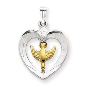  18k Gold  plated & Sterling Silver Dove Heart Pendant 