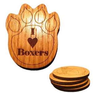   Laser Etched I Love Boxers Set of 4 Coasters