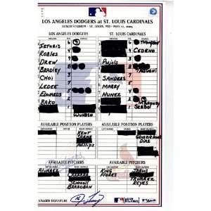   12 2005 Game Used Lineup Card (Jim Tracy Signed)