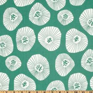 44 Wide Echo Poppies White/Teal Fabric By The Yard Arts 