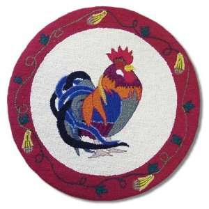  ZG Applique II Theme Rooster round area rugs 36 Dia