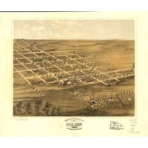 Historic Panoramic Map Birds eye view of the city of Holden, Johnson 
