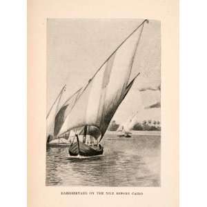  1903 Halftone Print Mediterranean Dahabeeyah Nile River 
