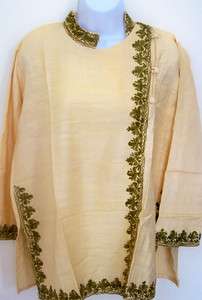   BEAUTIFUL EMBROIDERED Silk TUNIC TOP KURTI FROM KASHMIR INDIA  