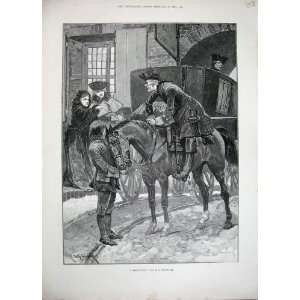  1892 Woodville Fine Art Men Horse Carriage Street Scene 