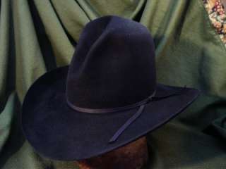   RESISTOL Cowboy Hat Tom Mix Gus Crease 4X Laloo Style Black Size 7 1/4
