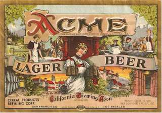 Acme Lager beer label c.1933