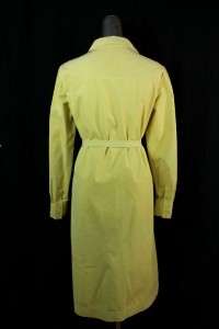 vintage 70s womens yellow HALSTON ultra suede shirt dress belted RETRO 