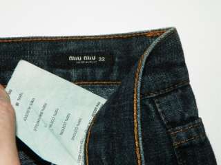 Miu Miu By Prada Distressed Denim Jeans Pants 31 X 33 Cotton  