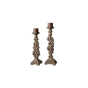  Uttermost Light Mocha Brown   Distressed Gia Candleholders 