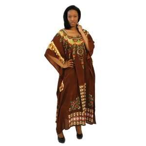  Abstract India Design Kaftan  Brown 