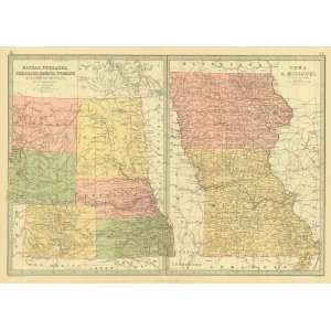  Bartholomew 1873 Antique Map of Kansas, Nebraska, Colorado 