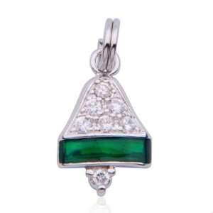   Plated Sterling Silver Cubic Zirconia and Epoxy Bell Charm Jewelry