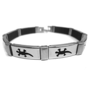    316L Stainless Steel Bracelet with Lasercut Lizard Design Jewelry