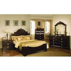  Size Bedroom Set with Leaf Carving in Espresso Finish