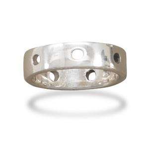  Circle Cut Out Band Ring Sterling Silver, 7 Jewelry