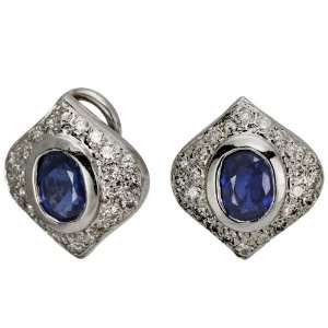   Silver Antique Style Sapphire and Diamond Earrings DaCarli Jewelry